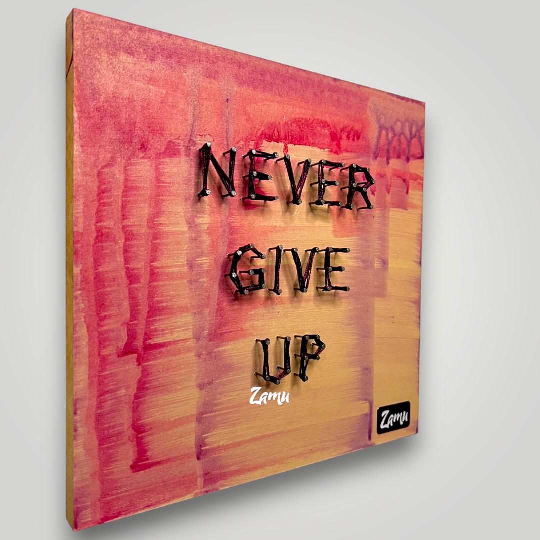 "Unyielding Resolve: "Never Give Up" String Art Masterpiece"